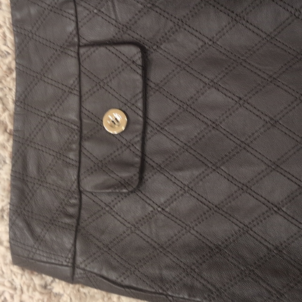Vintage CHADWICK Leather Skirt|Chocolate Brown Genuine Leather MIDI Skirt Size12 - Picture 2 of 9